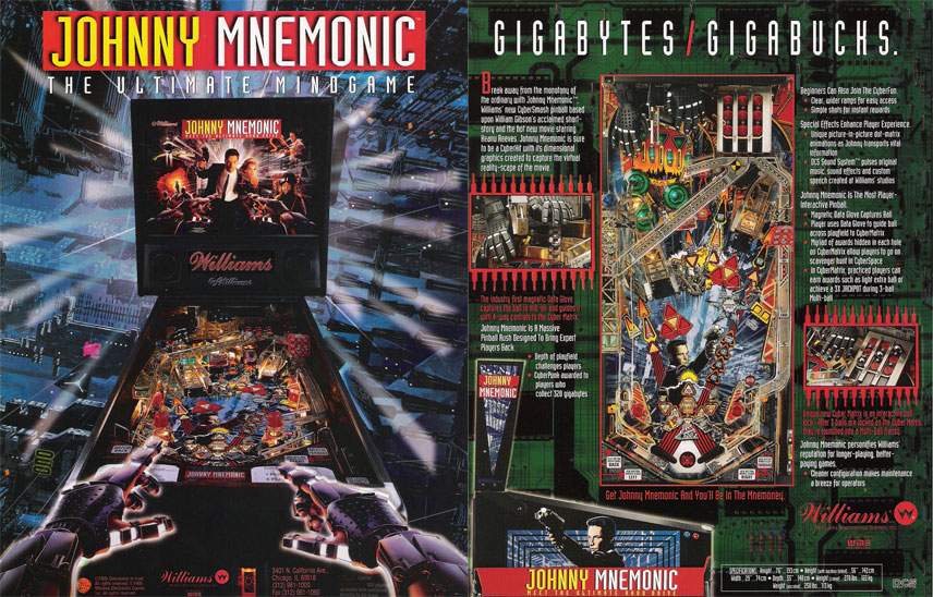 JOHNNY MNEMONIC (Williams) Flyer