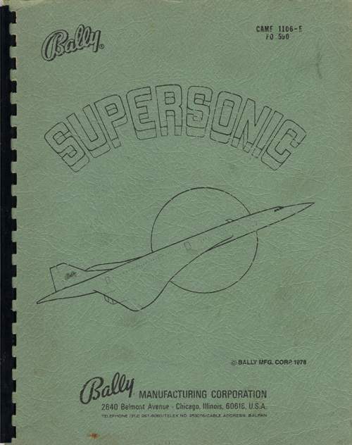 SUPERSONIC (Bally) Manual & Schematic
