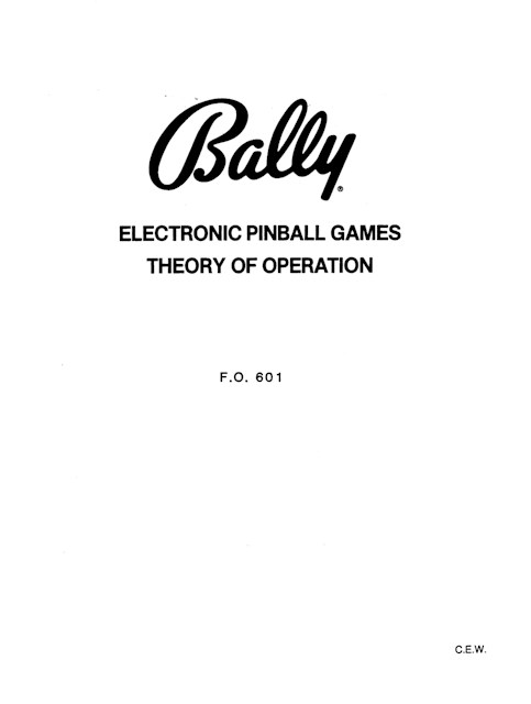 Bally Electronic Pinball Theory of Operation