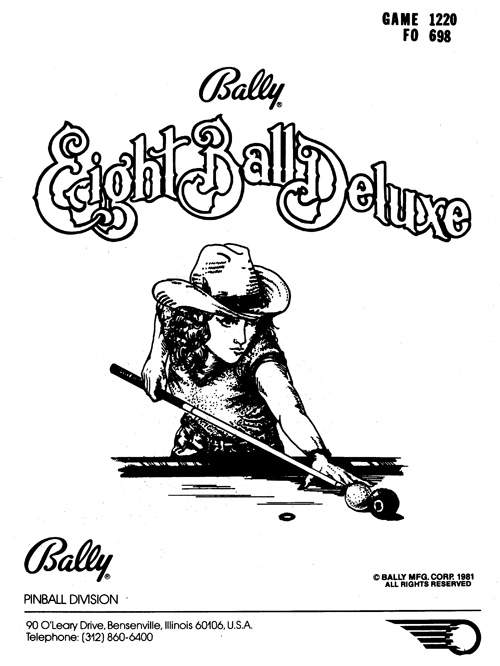 EIGHT BALL DELUXE (Bally) Manual Original 16-1118-101