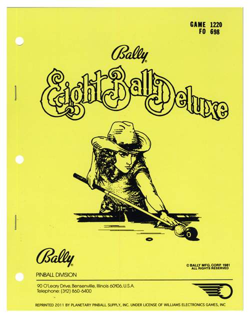 EIGHT BALL DELUXE (Bally) Manual Reprint 16-1118-101-R