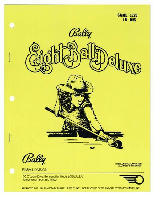 EIGHT BALL DELUXE (Bally) Manual Reprint 16-1118-101-R