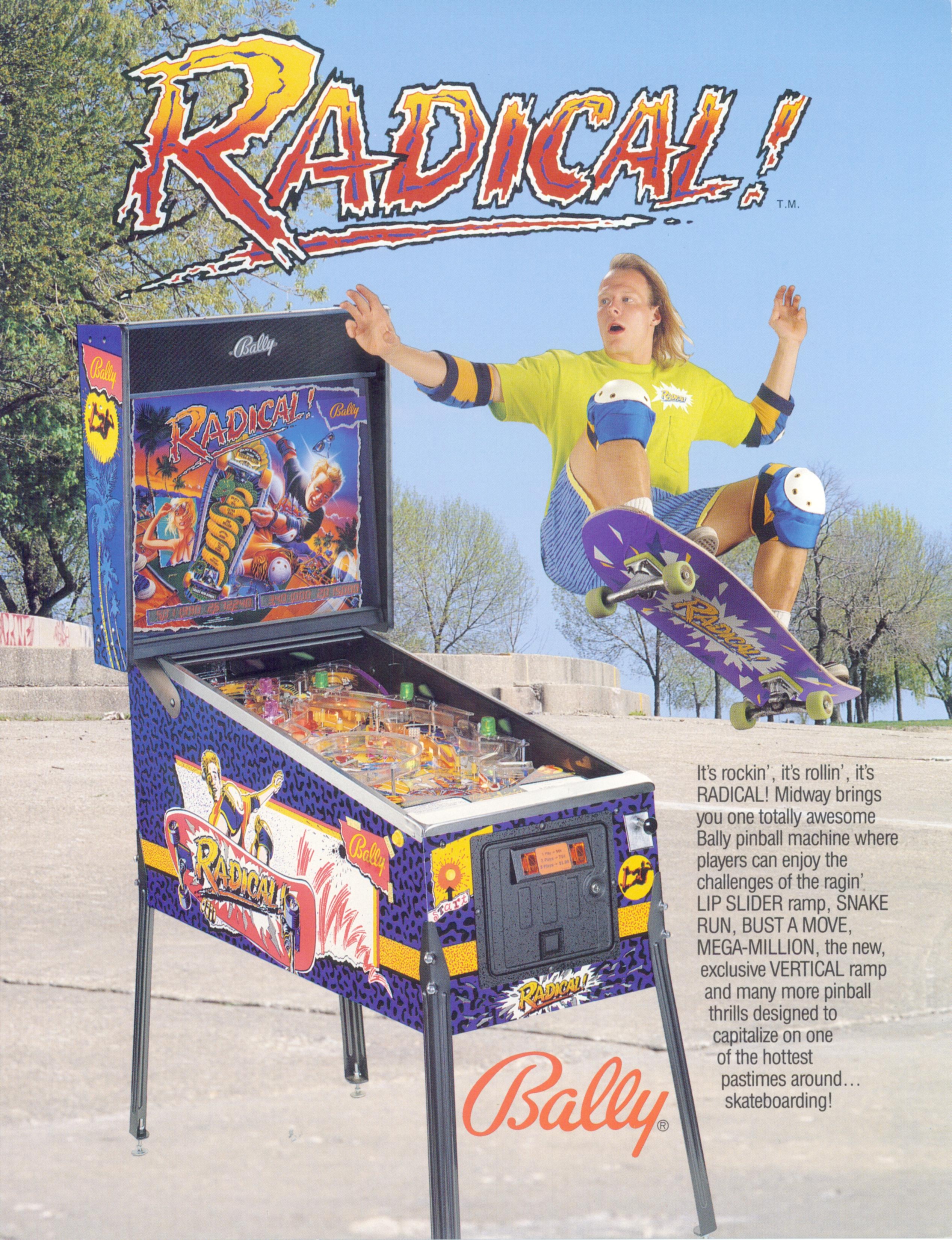F-RADICAL - RADICAL (Bally) Flyer - Marco Specialties Pinball Parts