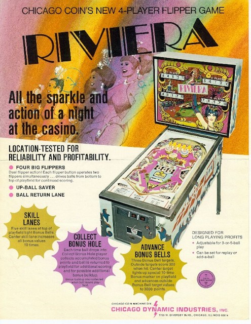 RIVIERA Pinball (Chicago Coin) Flyer