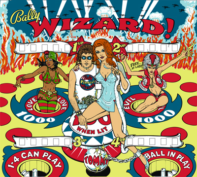 G-332-1027 - WIZARD! (Bally) Backglass - Marco Specialties Pinball