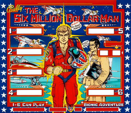 SIX MILLION DOLLAR MAN (Bally) Backglass