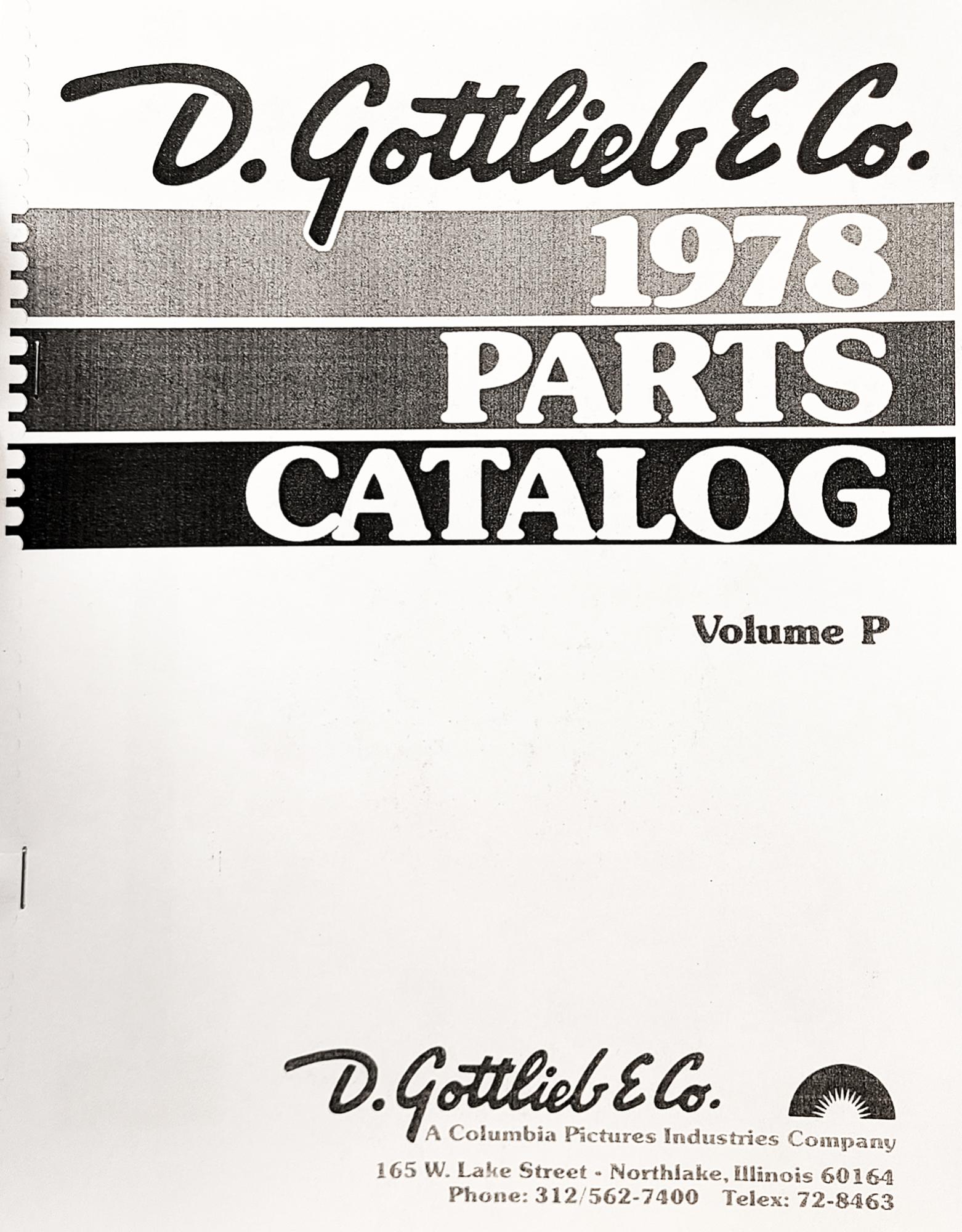 Gottlieb� 1978 Parts Catalog