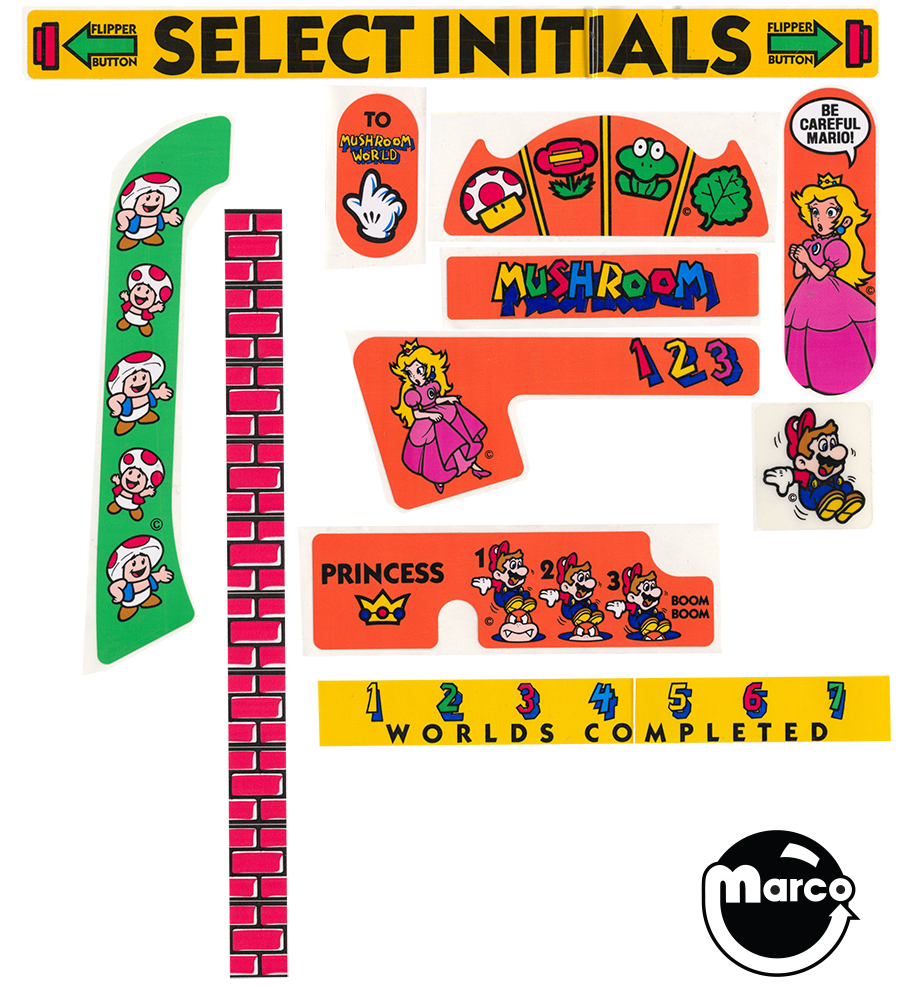 SUPER MARIO MUSHROOM (Gottlieb) Decal set