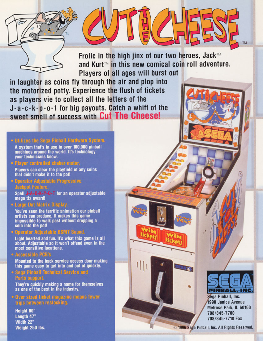 GX3013 - CUT THE CHEESE (Sega) Redemption - Marco Pinball Parts