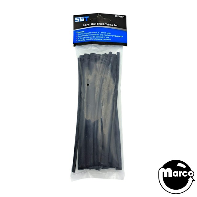 Heat shrink tubing 24-piece assortment - black