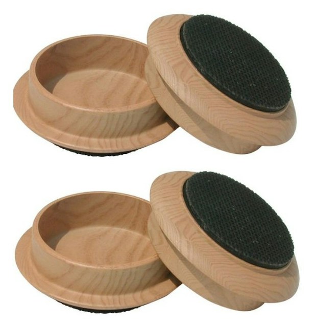 Leg leveler wood grain plastic cup - 4 piece set