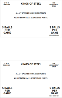 KINGS OF STEEL (Bally) Score Cards (10)