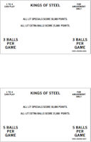 KINGS OF STEEL (Bally) Score Cards (10)