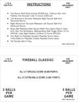 FIREBALL CLASSIC (Bally) Score Cards (5)