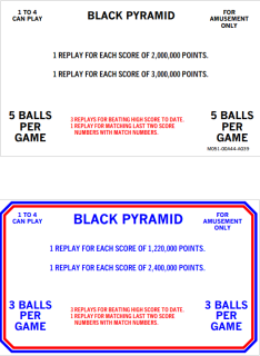 BLACK PYRAMID (Bally) Score Cards