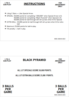 BLACK PYRAMID (Bally) Score Cards