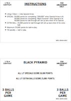 BLACK PYRAMID (Bally) Score Cards