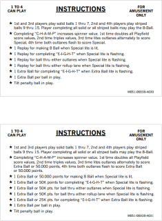 EIGHT BALL CHAMP (Bally) Score Cards (8)