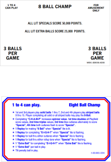 EIGHT BALL CHAMP (Bally) Score Cards (8)