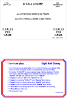 EIGHT BALL CHAMP (Bally) Score Cards (8)