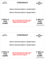 CYBERNAUT (Bally) Score Cards (9)