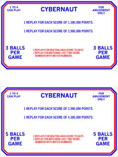 CYBERNAUT (Bally) Score Cards (9)