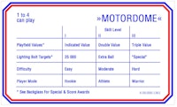 MOTORDOME (Bally) Score Cards