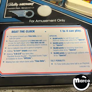 BEAT THE CLOCK (Bally) Score cards (12)