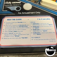 BEAT THE CLOCK (Bally) Score cards