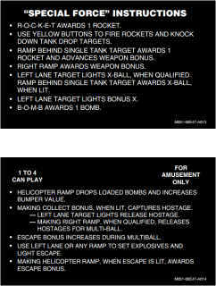 SPECIAL FORCE (Bally) Score Cards (10)