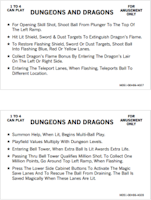 DUNGEONS & DRAGONS (Bally) Score Cards