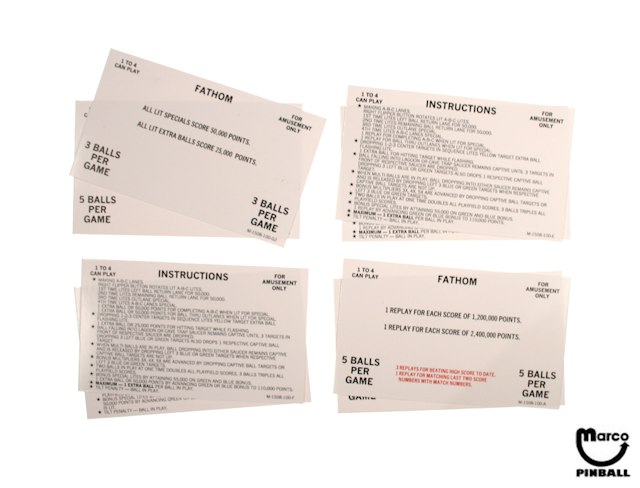 FATHOM (Bally) Score Cards (8)