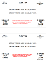 ELEKTRA (Bally) Score Cards