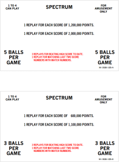 SPECTRUM (Bally) Score Cards (7)