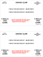 GRAND SLAM (Bally 1983) 4P Score Cards