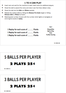 FIREBALL (Bally 1972) Score Cards (3)
