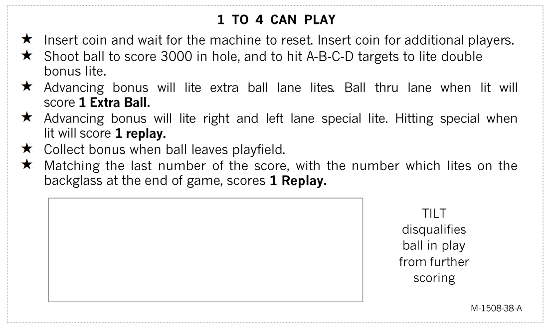 BOOMERANG (Bally) Score Cards