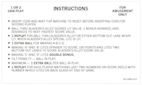 ALADDIN'S CASTLE (Bally) Score Card Set