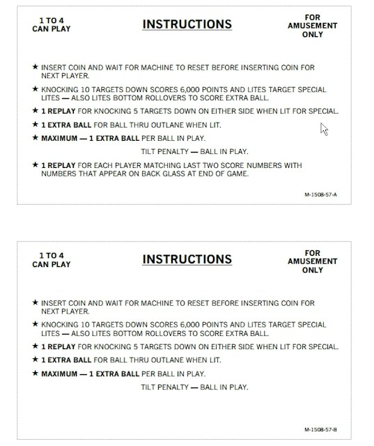 NIGHT RIDER EM (Bally) Score Cards (8)