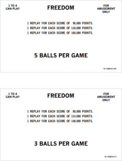 FREEDOM EM (Bally) Score cards (14)