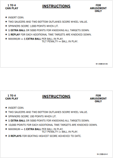 FREEDOM SS (Bally) Score cards (4)