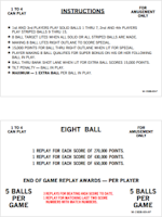 EIGHT BALL (Bally 1977) Score Card Set