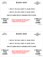 BLACK JACK (Bally) Score Card