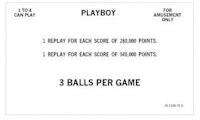 PLAYBOY (Bally 1978) Score Cards