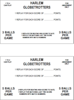 HARLEM GLOBETROTTERS (Bally) Score Cards