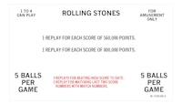 ROLLING STONES (Bally) Score Cards (5)