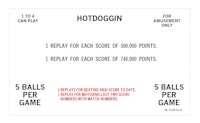 HOT DOGGIN (Bally) Score Cards (6)