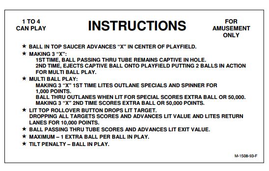 XENON (Bally) Score Card Set
