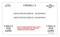 FIREBALL II (Bally) Score Cards (9)