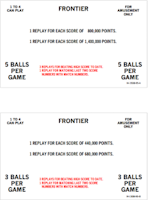FRONTIER (Bally) Score Card Set